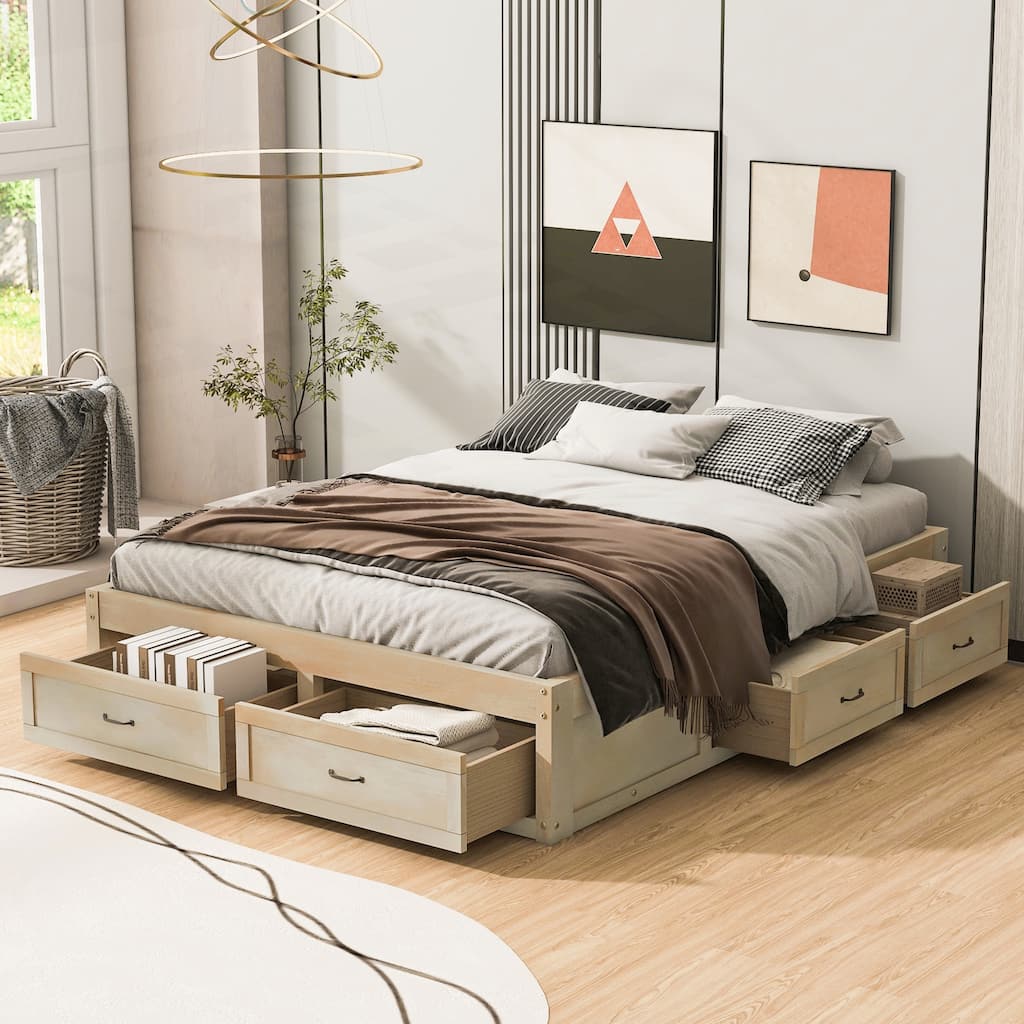 Sophisticated Platform Bed with Abundant Storage and Stylish Design