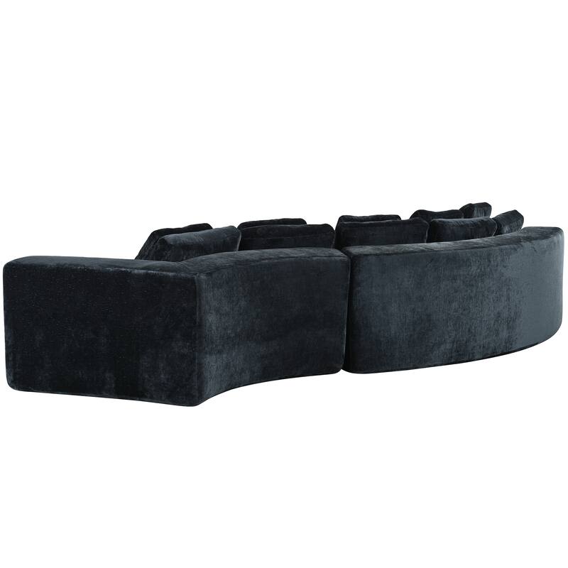 Modular Sectional Sofa, 2-Piece Set with 5 Pillows Chenille Jacquard Curved Couch, Upholstered Couches No Assembly Required