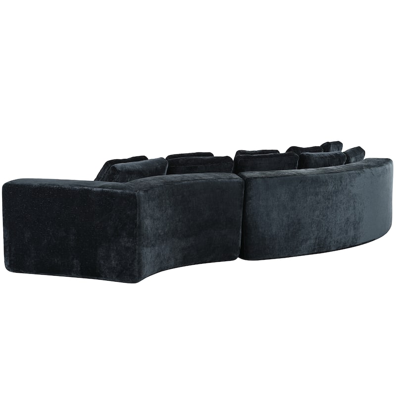 Roomfitters Curved Modular Sofa with Cushions, 2-Piece Chenille Upholstered 4-Seater Couch for Living Room, Navy Blue