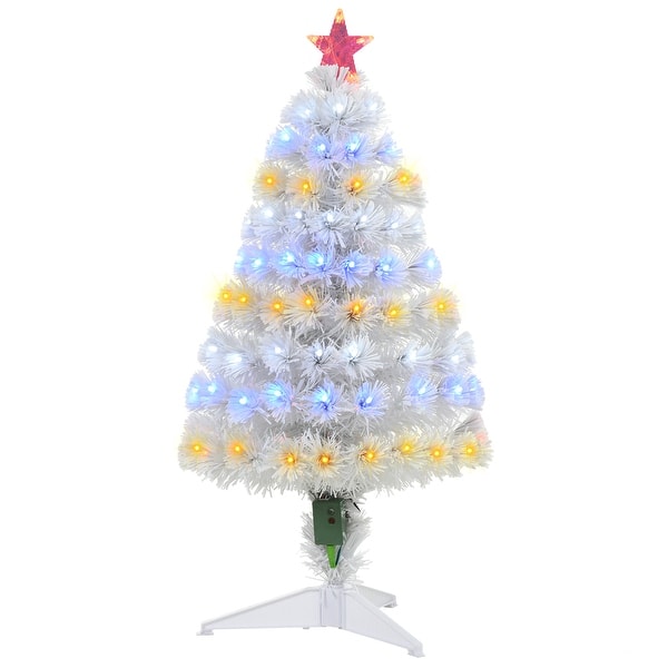 Shop Homcom 3ft Tall Artificial Tree Multi Colored Fiber Optic Led Pre Lit Holiday Home Christmas Decoration On Sale Overstock 14253537
