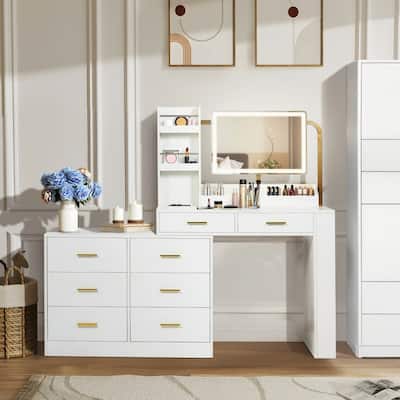 Modern White 8-Drawer Dresser for Bedroom- Ample Storage Wide Chest of Drawers,Sturdy & Safe