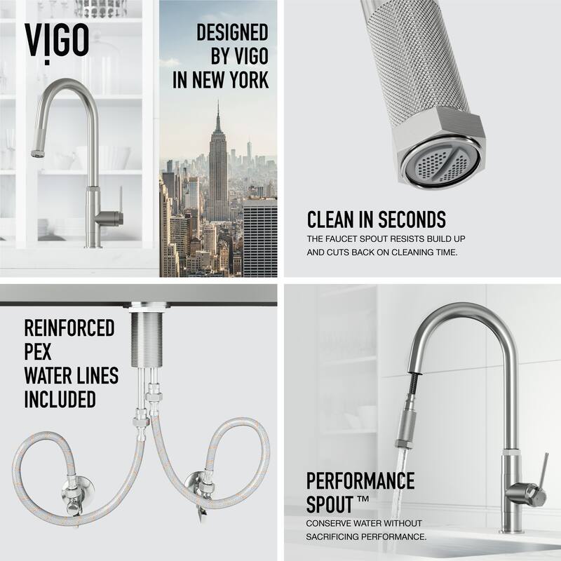 VIGO Hart Arched 18" H Single Handle Pull-Down Kitchen Faucet