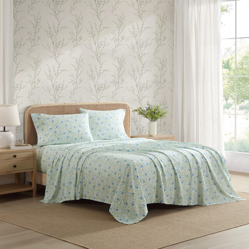 Laura Ashley Soft & Silky Sateen Printed Cotton Sheet Set