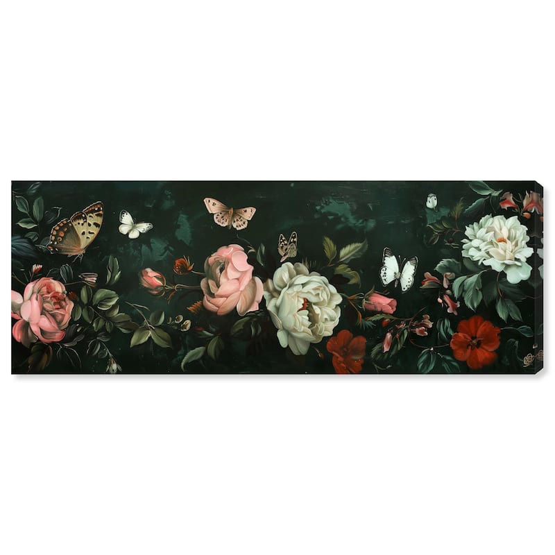 Emerald Floral II Panoramic Canvas by Art Remedy, Gallery Wrapped - 54" x 20"