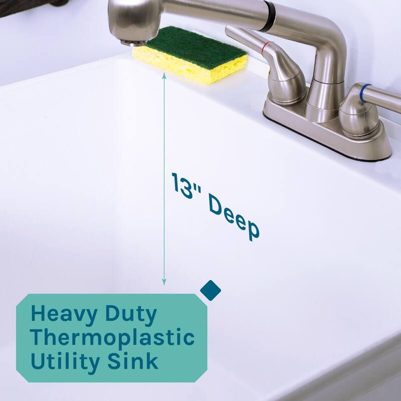 TEHILA 19-Gallon Utility Sink Laundry Tub with Stainless Finish Pull-Out Faucet