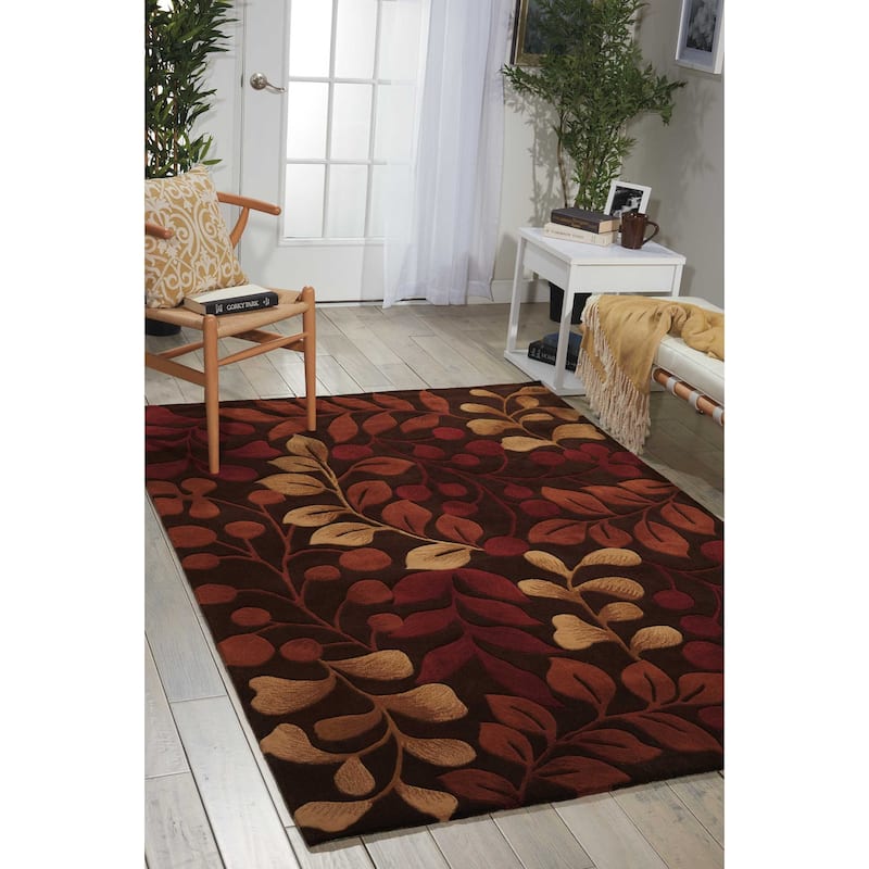 Nourison Contours Hand-tufted Botanical Area Rug - 3'6" x 5'6" - Red/Brown