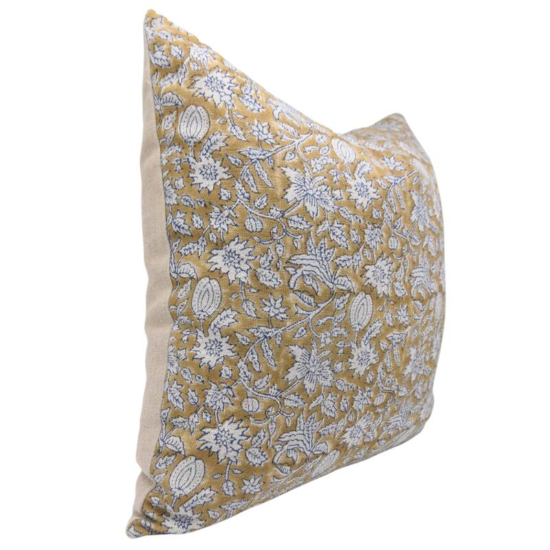 Linen Decorative Block print pillow Cover - Manikarnika