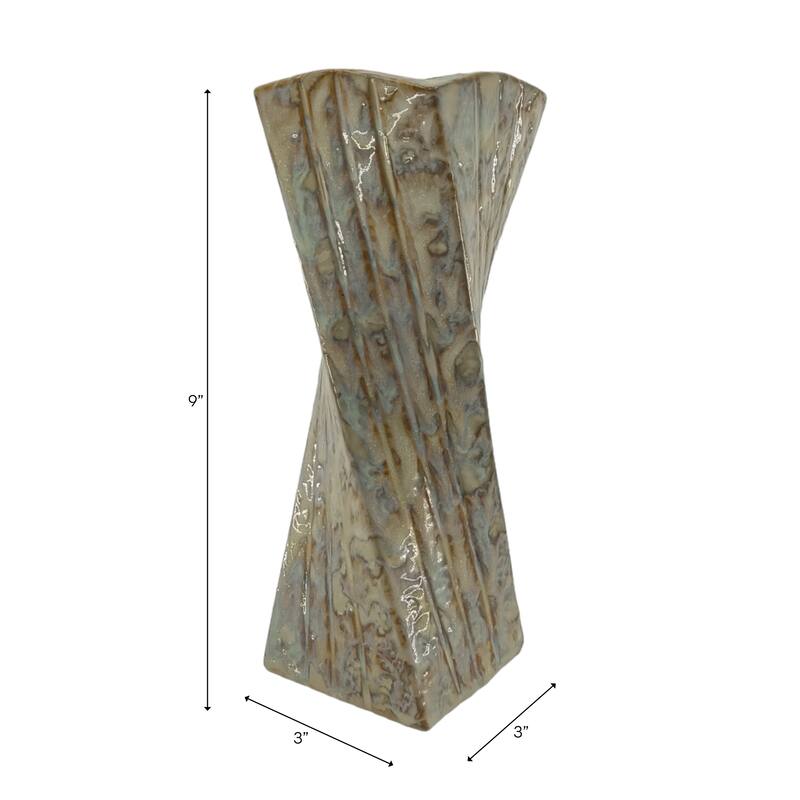 Decorative Vase - Ivory Ceramic Twist Design