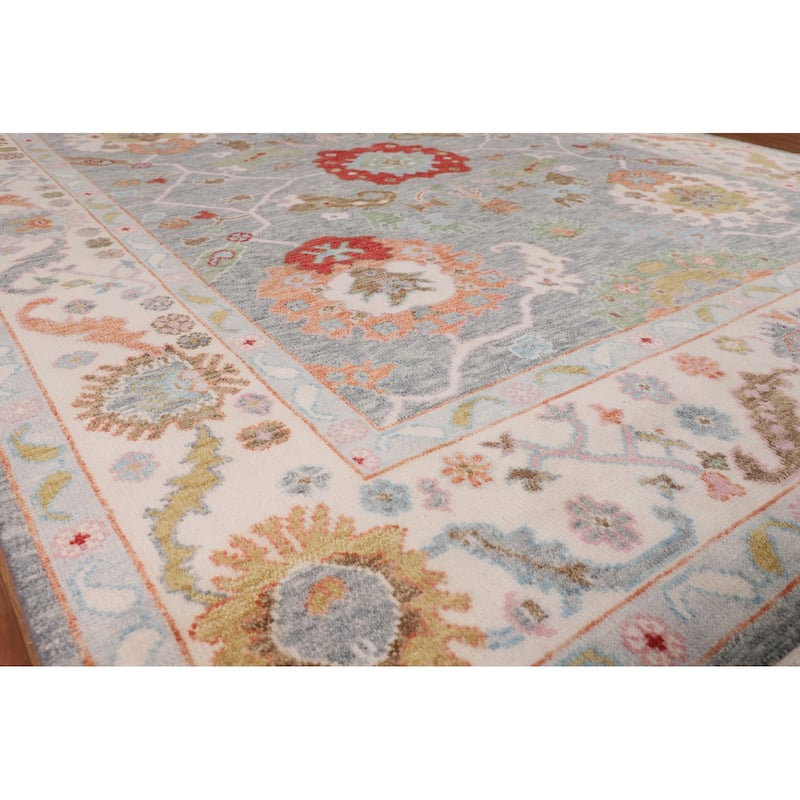 Floral Oushak Indian Area Rug Handmade Wool Carpet - 7'11" X 10'0"