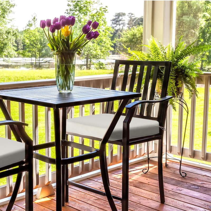 Aoodor Outdoor Dining Chair Cushions Set of 4, Outdoor Chair Pads with Ties, 20 x 19 inch - 20"x19"