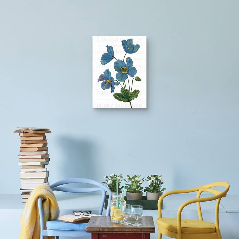 Himalayan Blue Poppy Text Canvas Art Print