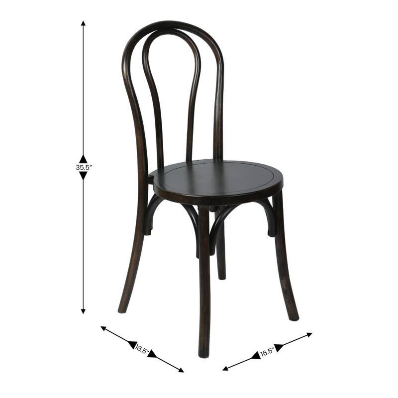 Commercial Solid Wood Stackable Dining Chair with Fixed Floor Glides - 18.5"D x 16.5"W x 35.5"H