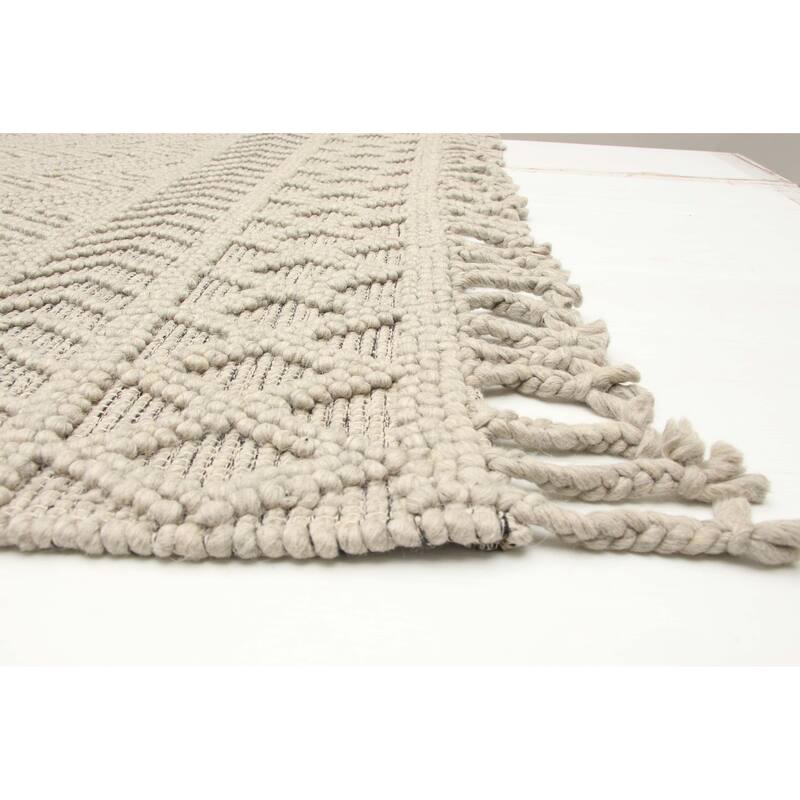 ECARPETGALLERY Braid weave Sienna Grey Wool Rug - 5'4 x 7'1