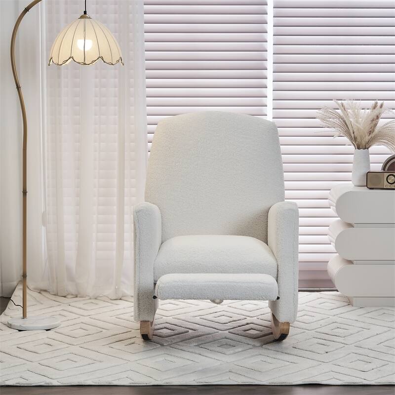Teddy Fabric Rocking Chair With Adjustable Footrest