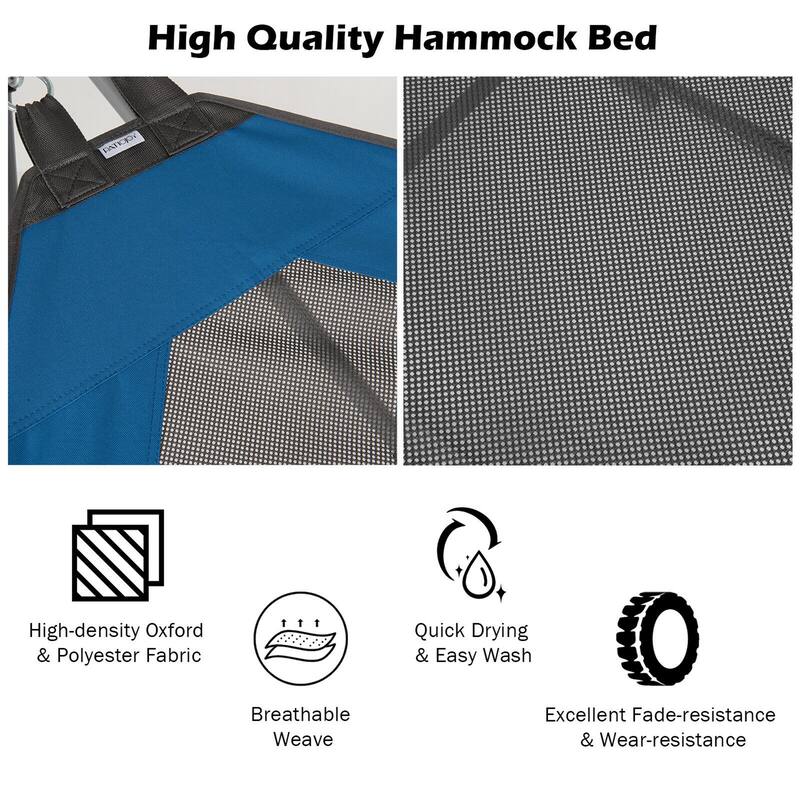Gymax Folding Hammock Indoor & Outdoor Hammock with Side Pocket & Iron