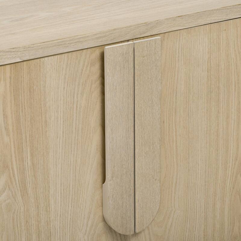 4 Doors Buffet Cabinet, Wood Sideboard with Unique Arc Handles and Adjustable Shelves for Stylish Storage