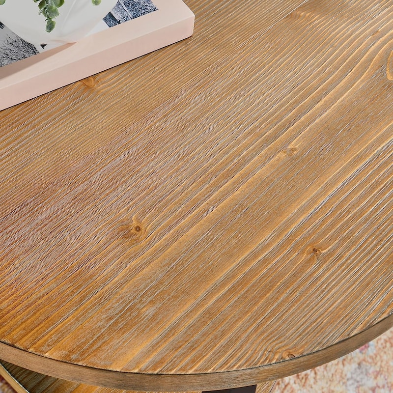 Round Coffee Table 2-Tier Modern Industrail Center Table