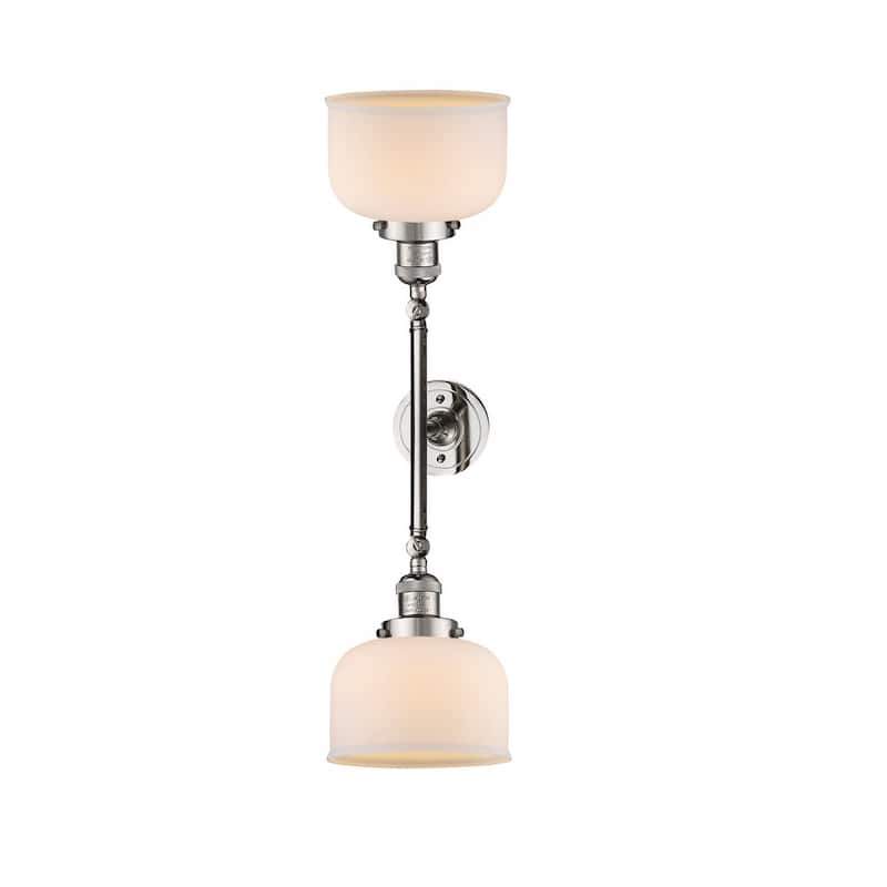 Innovations Lighting Large Bell 2 Light 23" Wide Bathroom Vanity Light - Polished Nickel / Matte White