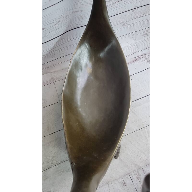 Two Gazelle Antelope Kudu Bronze Vessel Planter Bowl Candy Dish