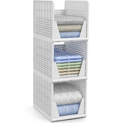 Sorbus 3 Pack Extra Large Closet Shelf Organizer - Foldable and Stackable Storage Baskets - Easy Access Open Front Design (XL)