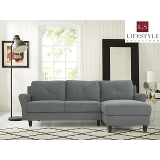 iLounge Harvard Microfiber Sectional Sofa with Rolled Arms