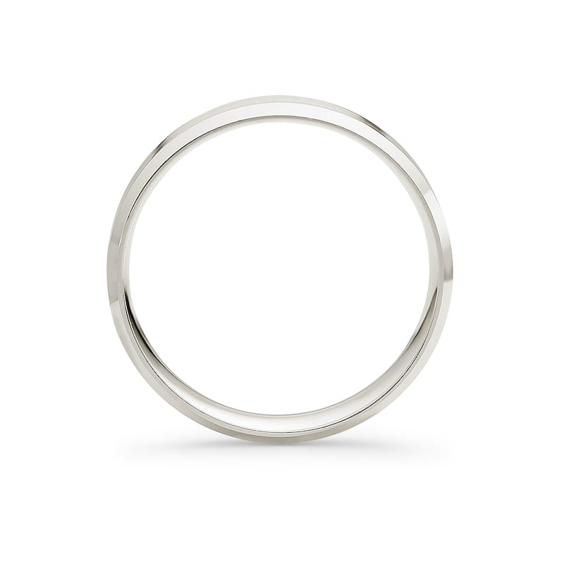 Clover White Gold Beveled Edge Wedding Band