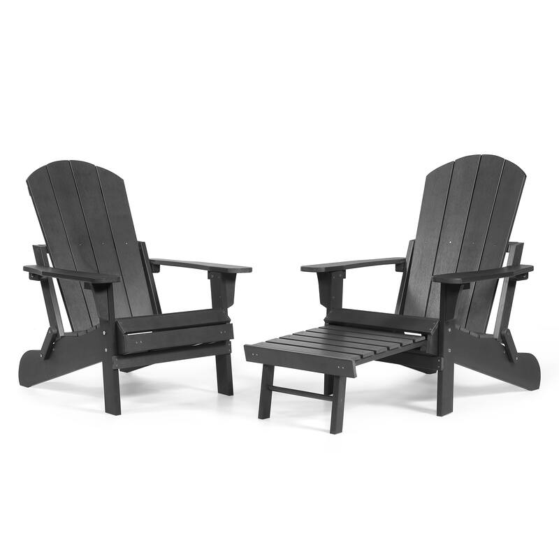 Seaton Folding Poly Adirondack Chair with Pull-out Ottoman, Set of 2