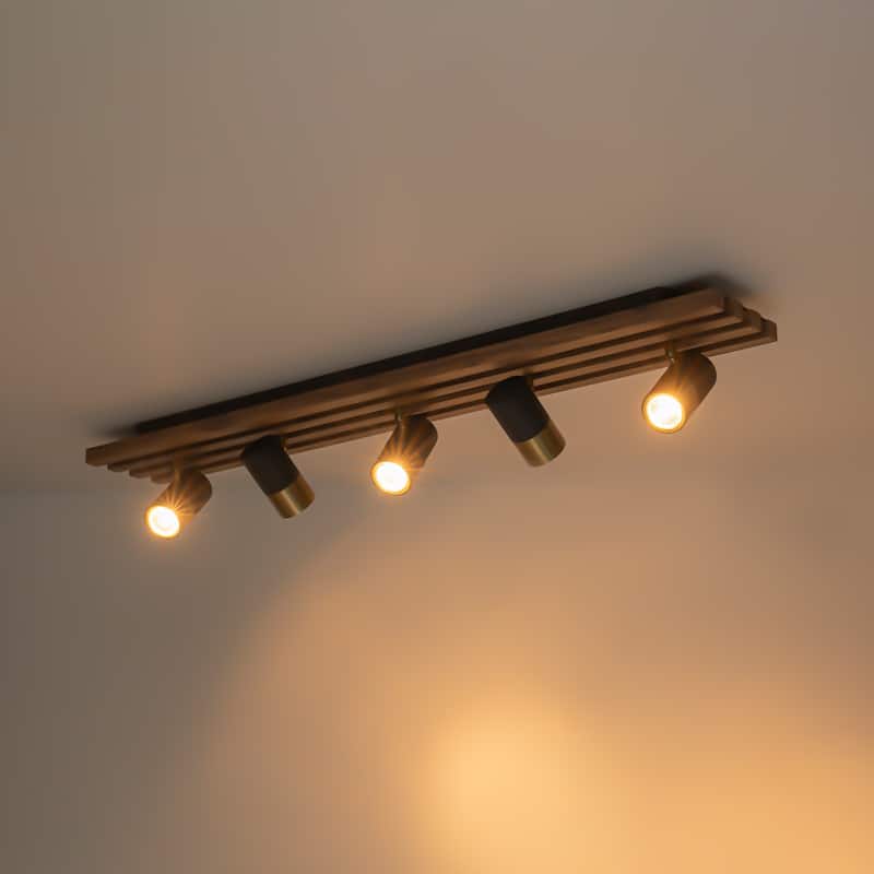 Modern Farmhouse 5-Light Flush Mount Ceiling Fixture Track Lighting with Rotating Head - Black