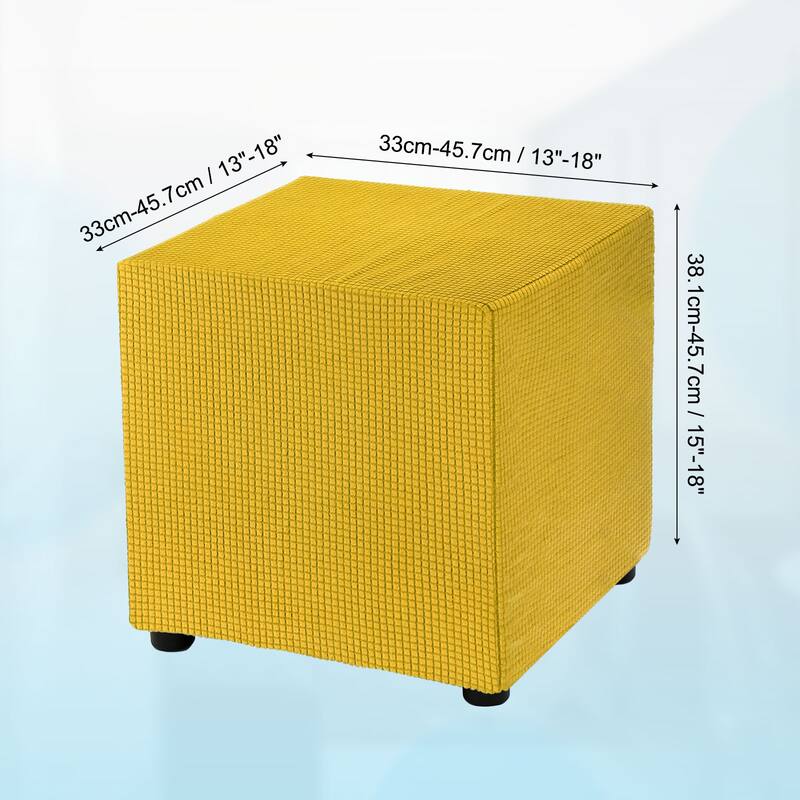 Square Ottoman Cover 18x18x18 inch Polyester Ottoman Slipcovers - Yellow