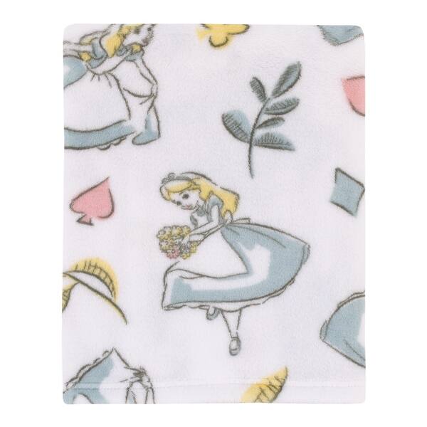 slide 2 of 4, Disney Alice in Wonderland Light Blue, Pink, Yellow, and White Super Soft Plush Baby Blanket