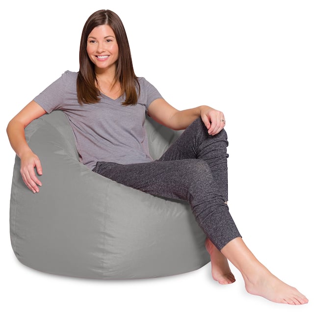 Kids Bean Bag Chair, Big Comfy Chair - Machine Washable Cover - 48 Inch Extra Large - Solid Gray