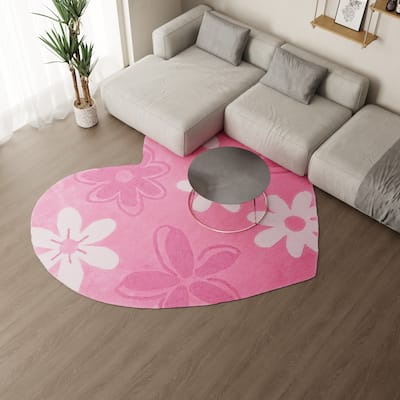SAFAVIEH Handmade Children's Daisies Pink Hearts New Zealand Wool Rug