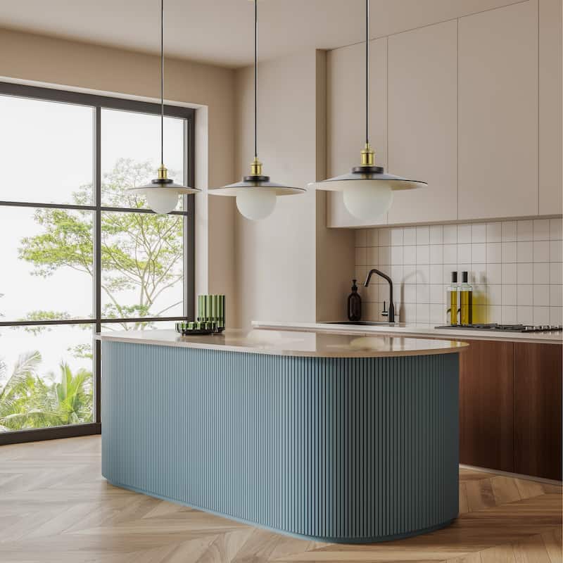 Helix 14.5" 1-Light Scandinavian Farmhouse Iron/Frosted Glass LED Pendant, Oil Rubbed Bronze/Brass Gold by JONATHAN Y