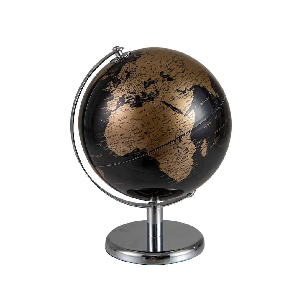 Gymax Metallic Black World Globe 8-Inch Rotating Earth Globe Metal