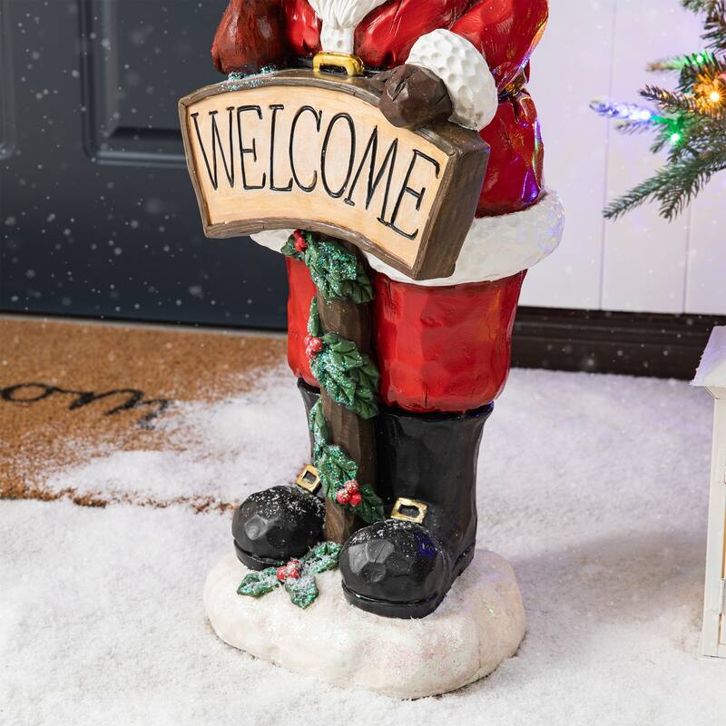 Glitzhome 28"H MGO Christmas Santa Porch Decor - 28"