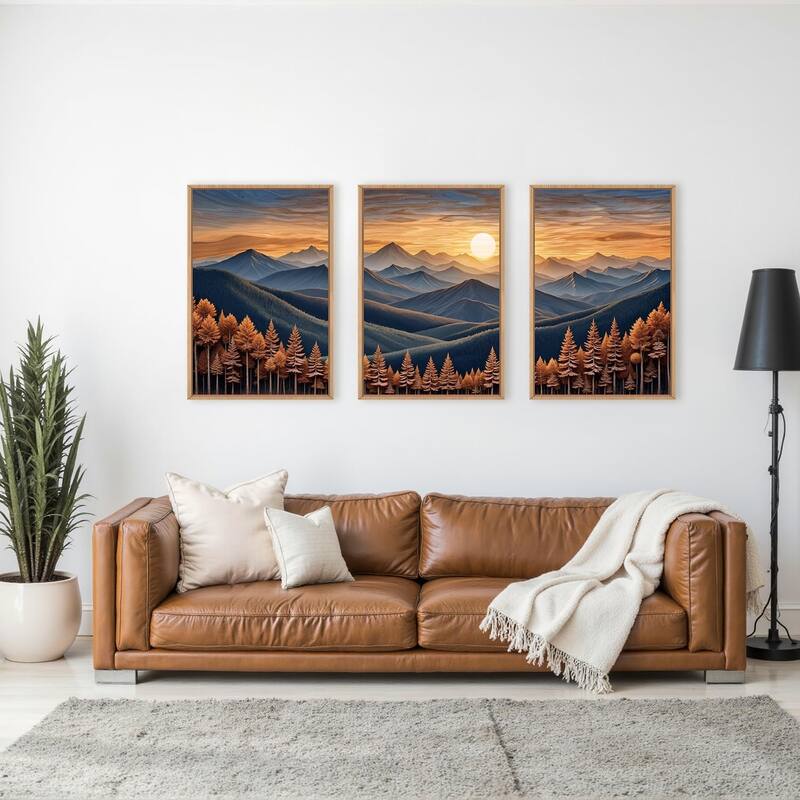 Forest Landscape Wall Decor,Nature Sunset Pine Tree Wall Painting