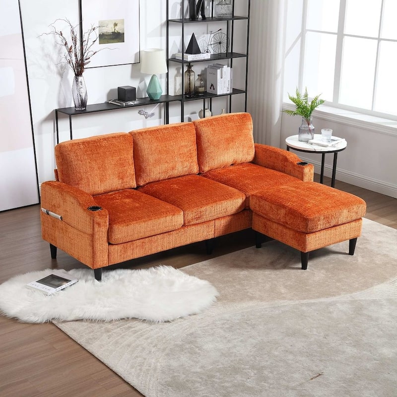 Modular Sleeper Sectional Sofa with Storage Ottoman