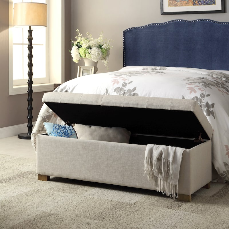 Porch & Den Camero Beige Tufted Storage Bench