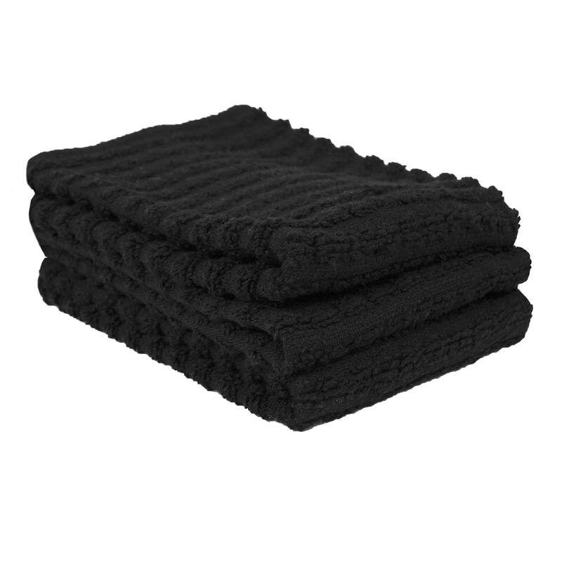 Royale Solid Black Cotton Dish Cloths (Set of 3)