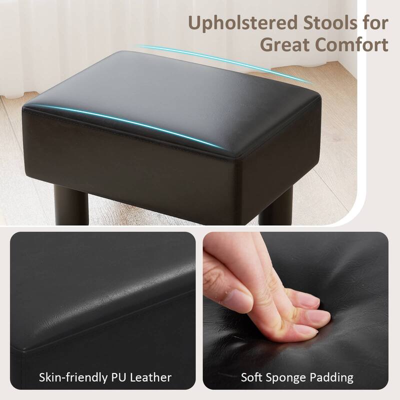 Costway Small Ottoman Footrest PU Leather Footstool Rectangular Seat