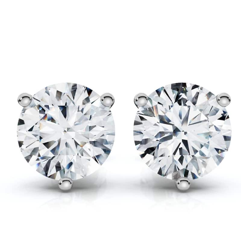 Bliss Diamond 1.50Ct TW Round Diamond Martini Studs 3-Prong Gold Lab Grown - White