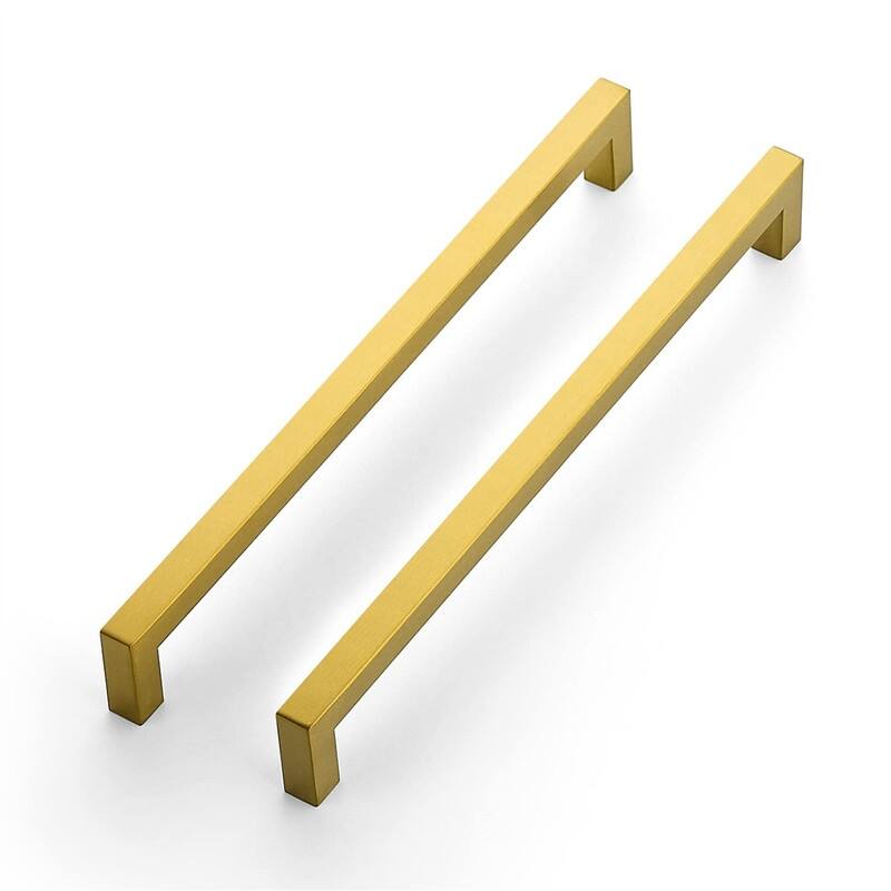 18 Pack 10 Inch Kitchen Square Cabinet Handles - 10.5"L x 0.5"W - Brushed Brass