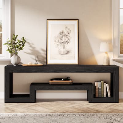 63-Inch TV Stand for 55/60/65-Inch TVs, Farmhouse Entertainment Center with Open Storage Shelves - 62 inches