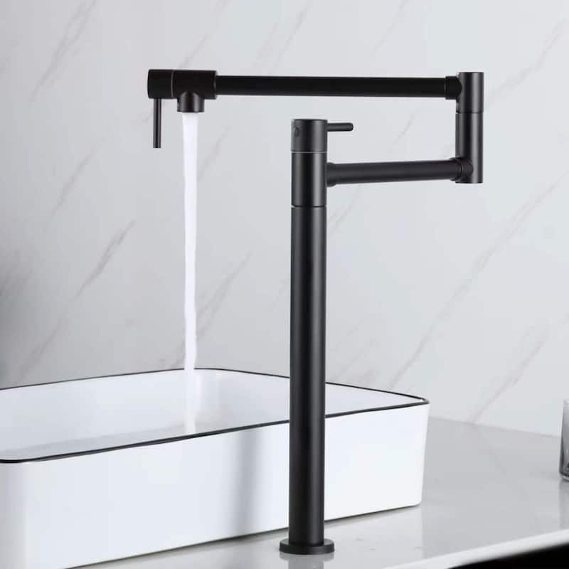 Deck Mount Pot Filler Faucet Brass Single Hole Brass Folding Double Joint Swing Arm Kitchen Sink Faucets
