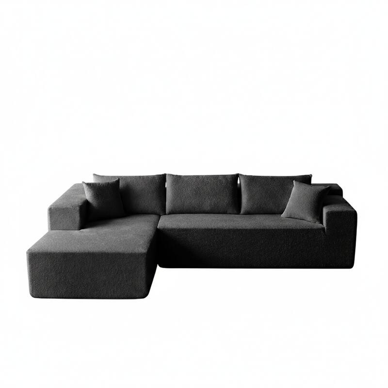 103.54" L-Shaped Modern High-Density Sponge Velvet Modular Sectional Sofa with Chaise & Pillows