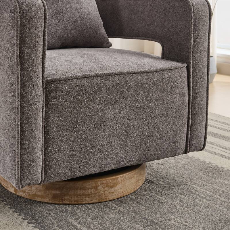 22 " Seat Wide Swivel Chair With Open Back and Weathered Base