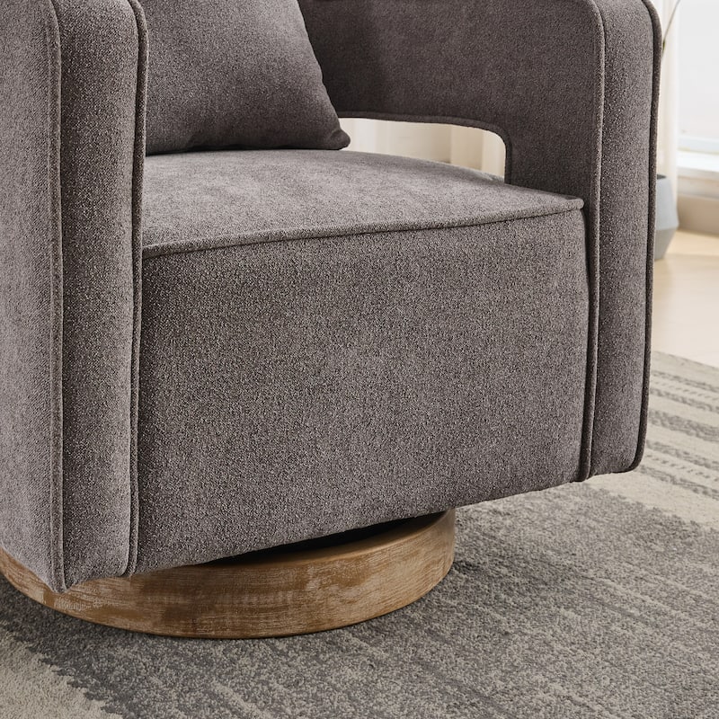 Square Swivel Barrel Chairs, Ergonomic Upholstered Single Sofa Chair, Lounge Club Chair with Open Back & Square Armrests