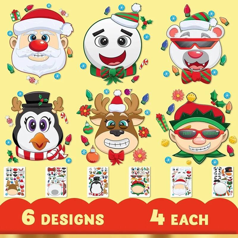 Christmas Theme Mix & Match Stickers - 24 Pieces - Multicolor