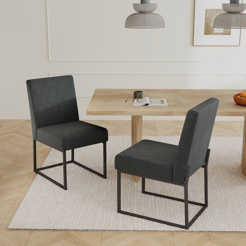 Mid Century Modern Dining Chair with Black Metal Legs