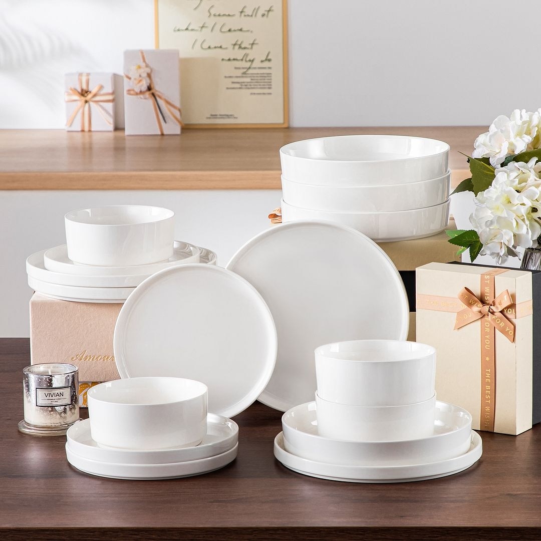 Porcelain Dinnerware Set of 6 Cups Plates Dinner Service Set Bed Bath Beyond 30081946